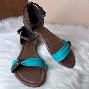 Jenny Fairy Brown & Teal Sandals Size 38